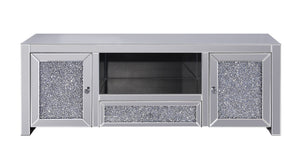 English Elm Noralie Glam Mirrored Media Console with Faux Diamond Accents and Enclosed Storage B2726P443219