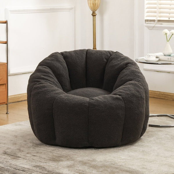 English Elm Bean Bag Lounge Chair Faux Fur Memory Foam Armrests Ergonomic Seat for Adults Dark Gray W2200P239870