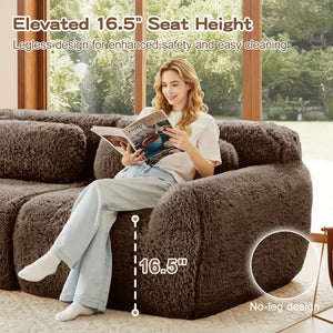 English Elm L-shaped Plush Sectional Sofa with Movable Ottoman and High Density Foam Living Room W714S01541