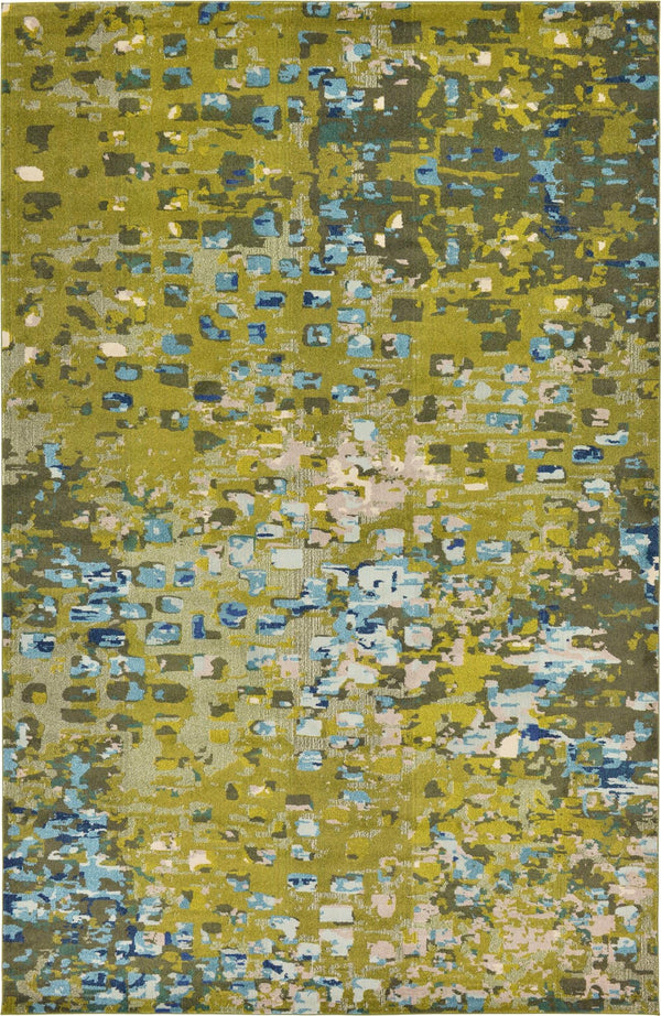 Unique Loom Jardin Ivy Machine Made Abstract Rug Green, Beige/Blue/Gray/Green/Light Blue/Light Green/Yellow 10' 6" x 16' 5"