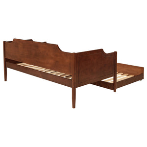 English Elm Cherry Cherry Wood Twin Daybed With Trundle — Romantic Cutouts, Rich Finish, Space-Saving Guest Solution B062S01313