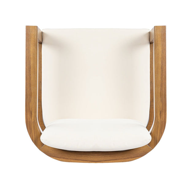 English Elm Outdoor Acacia Wood Dining Chairs Set of 2 with Cushions and Curved Arms Cream,Teak N768P372905L