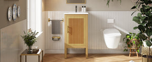 English Elm 18" Pine and Mdf Bathroom Vanity with Ceramic Basin Soft Close Hinged Cabinet N710P426321P