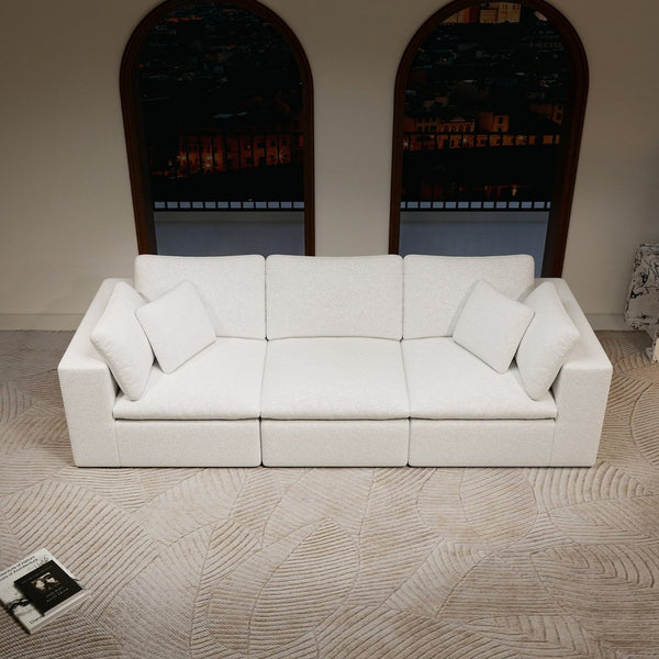 English Elm 108.3*39.4"modular Sectional Sofa Plush Corduroy Three Piece Reversible Chaise Living Room White W3819S00084
