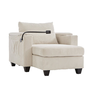 English Elm Convertible Chaise Lounge Sofa Bed With Usb Ports, Cup Holders & Storage For Stylish Comfort N719S002021A