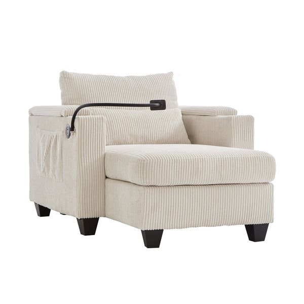 English Elm Convertible Chaise Lounge Sofa Bed With Usb Ports, Cup Holders & Storage For Stylish Comfort N719S002021A