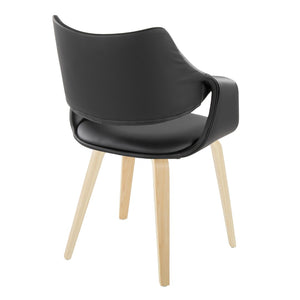 English Elm Chair Set of 2 Bentwood Legs Faux Leather Seat Padded Contemporary Dining Pair B202S02067