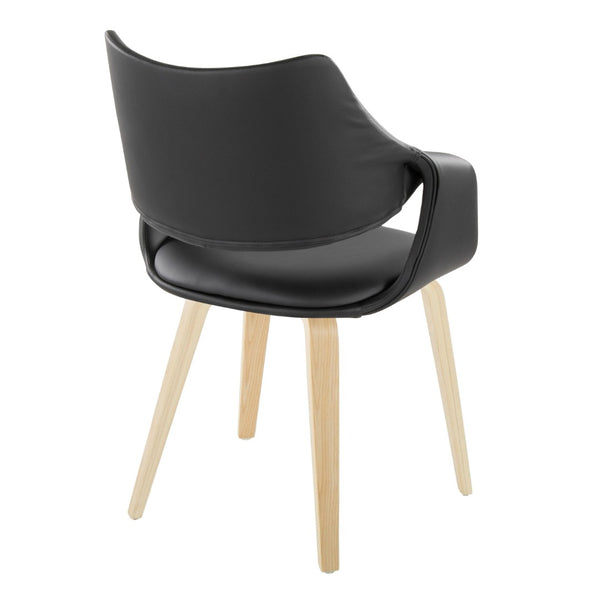 English Elm Chair Set of 2 Bentwood Legs Faux Leather Seat Padded Contemporary Dining Pair B202S02067