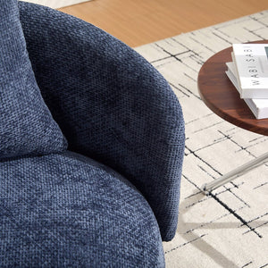 English Elm 30"w Swivel Barrel Accent Chair Chenille Upholstered Club Seat for Living Room Reading Navy W3118P462482
