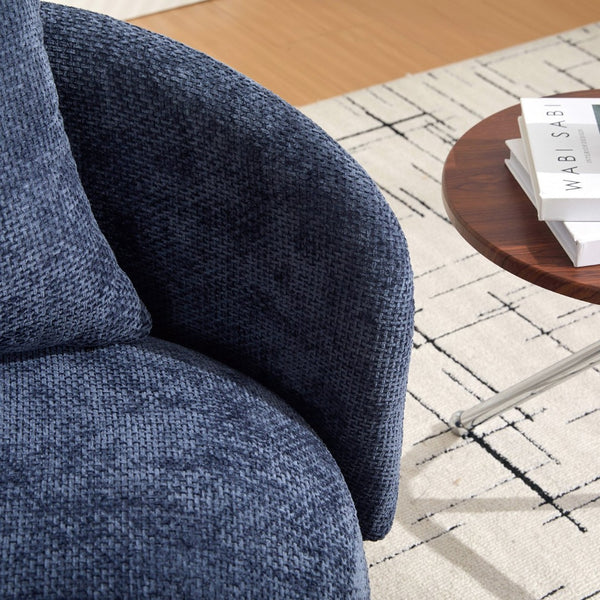English Elm 30"w Swivel Barrel Accent Chair Chenille Upholstered Club Seat for Living Room Reading Navy W3118P462482