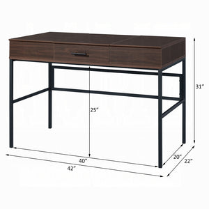 English Elm Oak Modern 1-Drawer Writing Desk with USB Port, Oak & Black Finish, Smooth Metal Glides, 42" Wide B062P209217