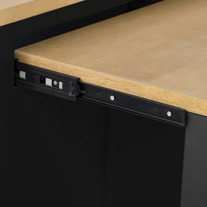 English Elm K&k Farmhouse Kitchen Island Extendable Table Rubber Wood Veneer Built-in Charging Storage Black N707S215327B