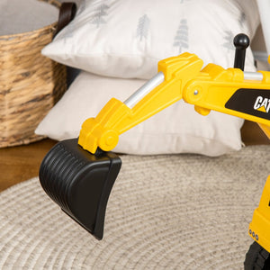 English Elm Aosom Cat Licensed Toddler Pedal Excavator with Moving Shovel and Under Seat Storage W2225P217062