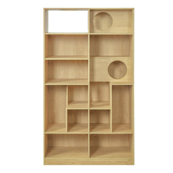 English Elm Modern Wood Grain Bookshelf Cat Habitat with Climbing Cubbies for Living Room Natural N752P395027N
