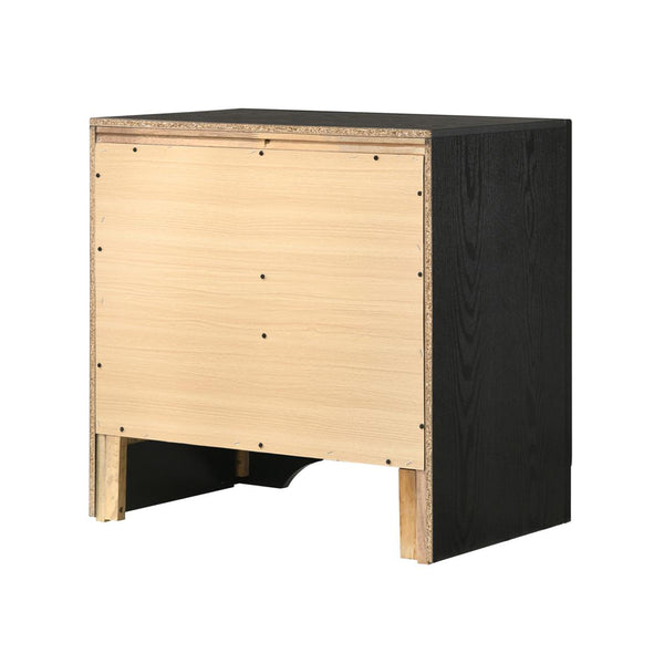 English Elm 2 Chic Two-Drawer Nightstand with Sparkling Acrylic Panels and Faceted Crystal Hardware for Glam Bedrooms Black B016P255583