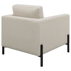 English Elm Schwan Herringbone Accent Chair with Pocket Coil Seat and Sleek Black Metal Legs B062P451804