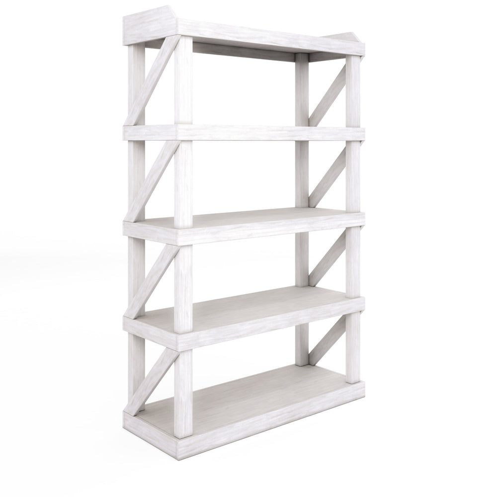 A.R.T. Furniture Post Etagere - Elegant Accent White Shelf With 5 Fixed Shelves & Gallery Rail For Stylish Storage White Ash & Pine Solid,Birch And Pine Veneer 288401-2655