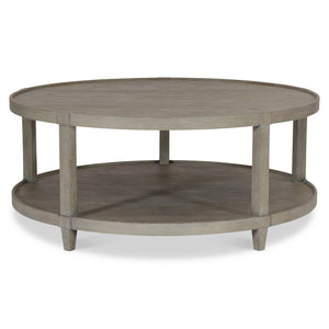 Bernhardt Bernhardt Albion Cocktail Table — Pewter Cerused Oak Finish, Dual Circular Tops, Lower Shelf, 45" Diameter 311016
