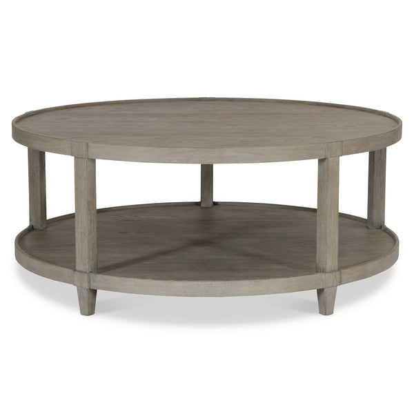 Bernhardt Bernhardt Albion Cocktail Table — Pewter Cerused Oak Finish, Dual Circular Tops, Lower Shelf, 45" Diameter 311016
