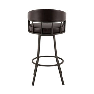 English Elm Wyden 30" Swivel Faux Leather Bar Stool with Brushed Metal Base, 360° Rotation, Footrest Brown B2736P268611