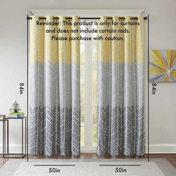 English Elm Printed Total Blackout Curtain Panel - Modern Chevron Design For Ultimate Privacy & Energy Savings B03596321-GIGA