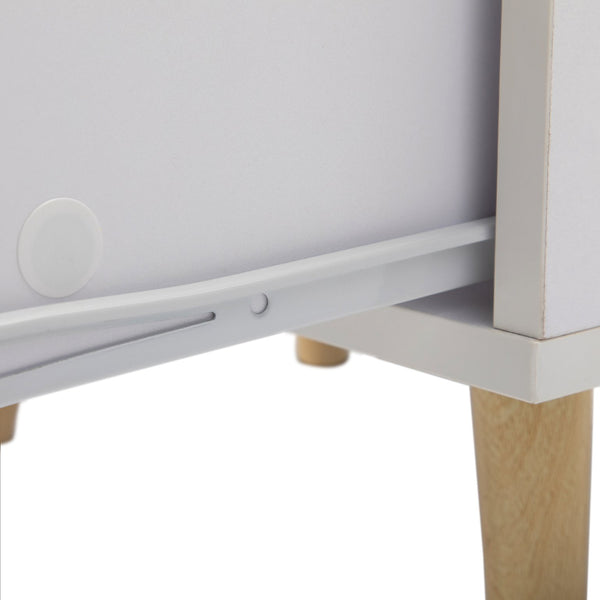 English Elm 2 Bedside Cupboard with Drawer and Shelf, White Nightstand with Pine Legs, Compact 15.75"L x 12"W x 21.5"H, Modern Storage Solution W2181P357561