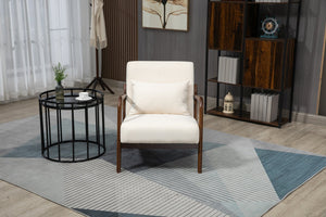 English Elm Mid Century Modern Accent Chair Natural Wood Frame Upholstered with Lumbar Cushion Support W2530P407182