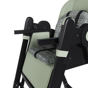 English Elm Convertible Baby High Chair to Rocker with 5-Point Harness, Foldable Feeding Seat, Quiet Wheels, Easy-Clean Tray and Adjustable Recline for Infants and Toddlers Dark Green W2699P371975