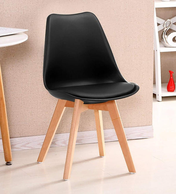 English Elm Modern Scandinavian Dining Chairs Set of 2 with Padded Seat and Back Support, Wood Legs, Black Finish B011P360646