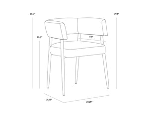 Sunpan MAESTRO Dining Armchair - Luxurious Belfast Heather Grey with Antique Brass Legs for Modern Elegance 107905