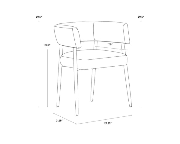 Sunpan MAESTRO Dining Armchair - Luxurious Belfast Heather Grey with Antique Brass Legs for Modern Elegance 107905