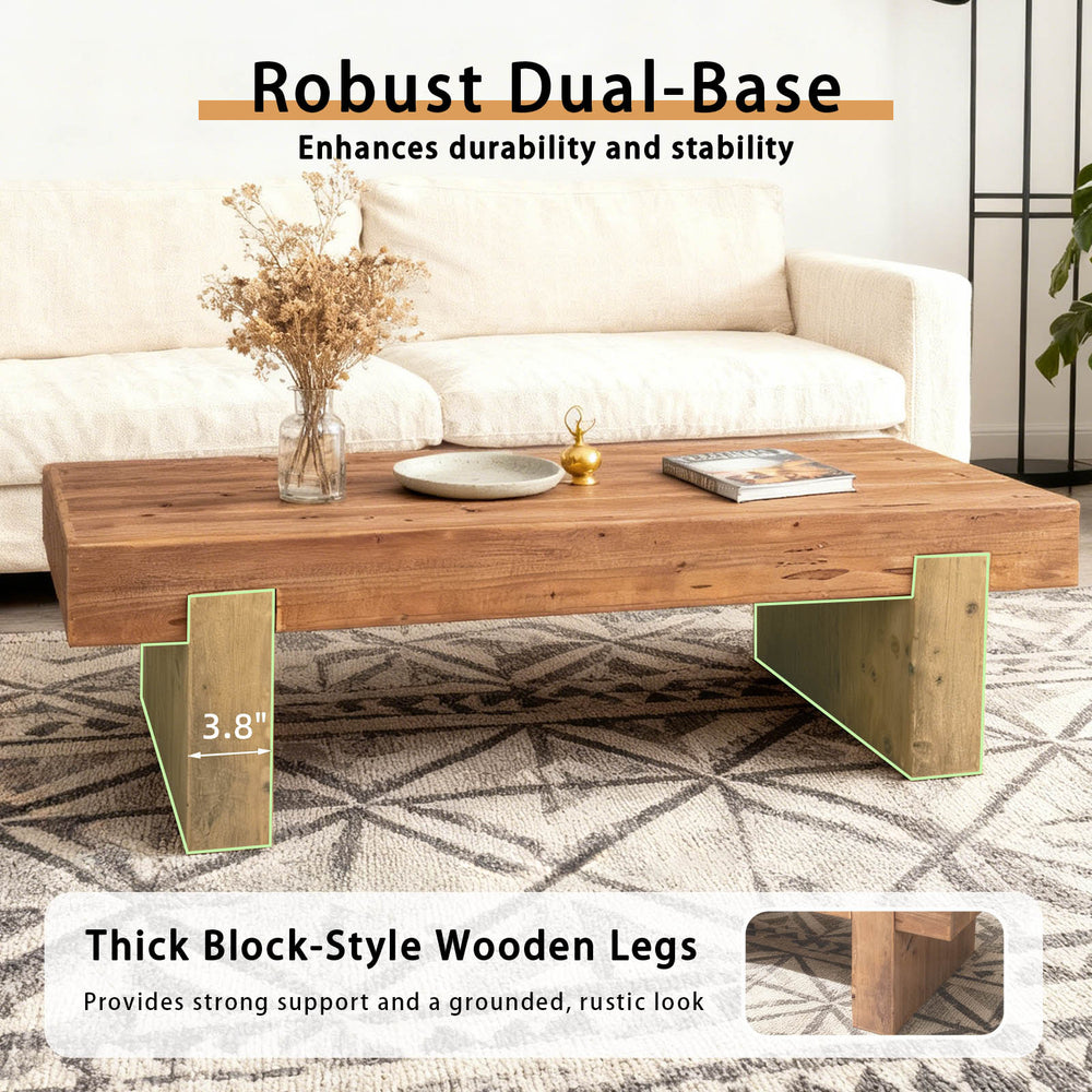 English Elm Coffee Table Solid Wood Low Profile Design for Modern Farmhouse Living Rooms W3306P408786