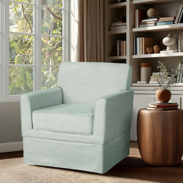 English Elm Accent Armchair Tailored Track Arm Skirted Base Polyester Upholstered Living Room Seat B035P496592