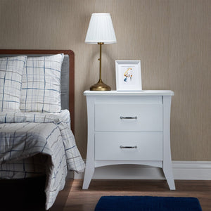 English Elm White 2-Drawer Nightstand - Elegant Bedroom Storage Solution With Timeless Design & Stylish Legs B062P186507-GIGA