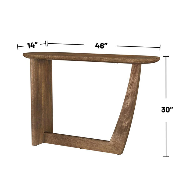 English Elm Oval Solid Mango Wood Console Table – Modern Entryway Design With Sculptural Form & Warm Finish B016P384771-GIGA