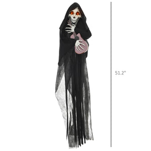 English Elm HOMCOM 4.3' Guitar-Playing Grim Reaper Animatronic — Motion & Sound Activated, Red Eyes, Battery-Powered W2225P229452