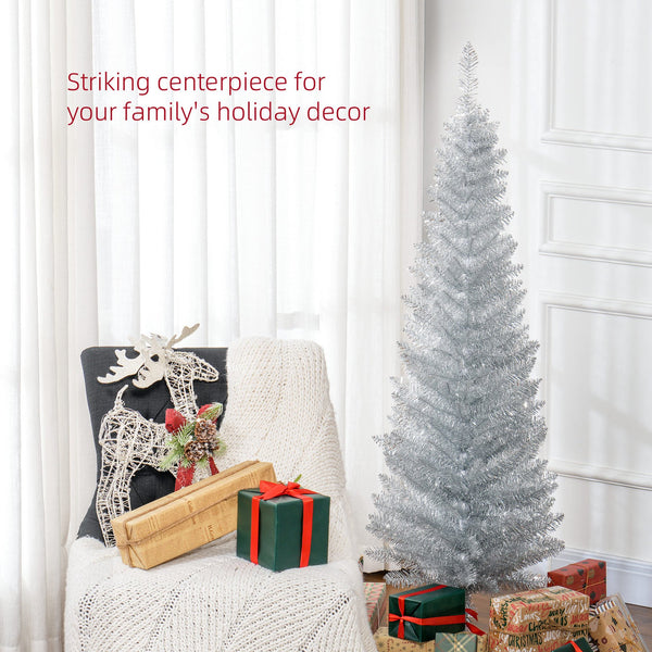 English Elm Homcom 5' Slim Pencil Christmas Tree With 294 Realistic Branch Tips - Perfect For Small Spaces! W2225P249663