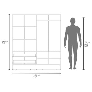 English Elm Armoire Ron White Mirrored Double Door Wardrobe with Drawers, Rods & Shelves – Space-Saving Quality B092S00295