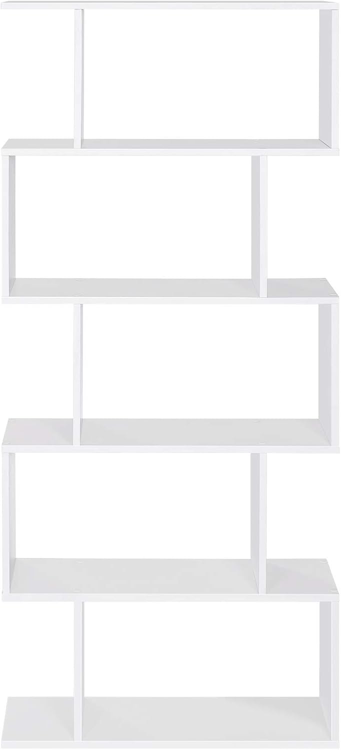 English Elm Five tier minimalist white bookshelf with five shelves for modern storage, durable engineered wood design Cream White W2139P288172