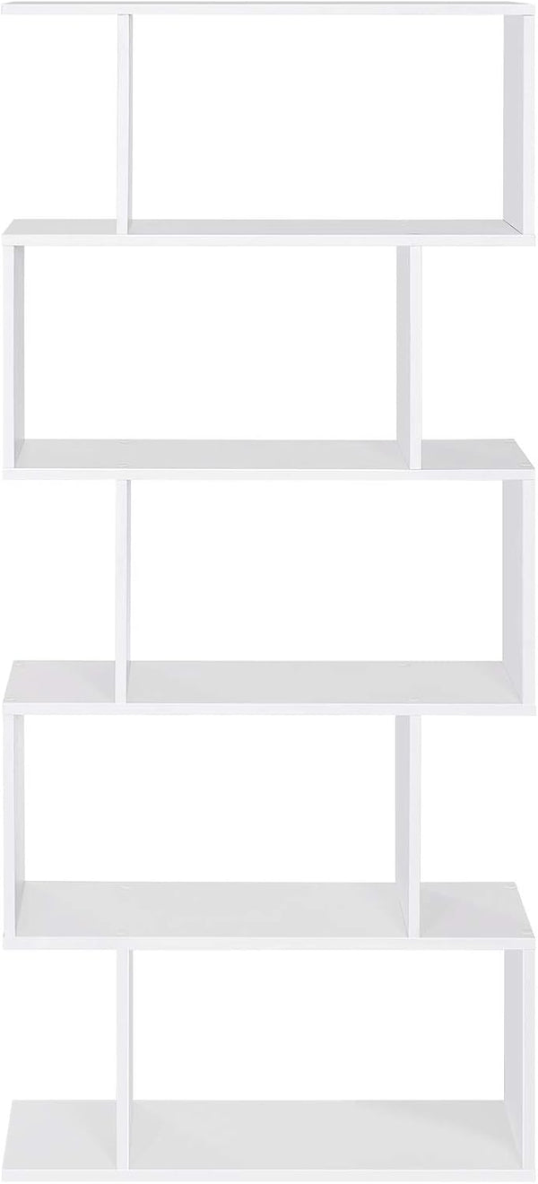 English Elm Five tier minimalist white bookshelf with five shelves for modern storage, durable engineered wood design Cream White W2139P288172