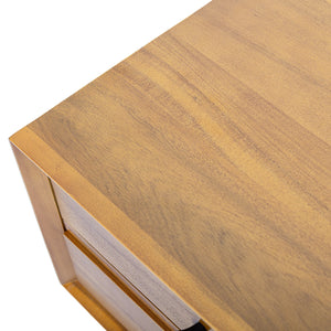 English Elm Christopher Knight Home® - Nightstand with 2 Drawers Mid-Century Acacia Wood, Splayed Legs, Brass Hardware, Easy-Glide Storage Natural 20.5 L x 17.5 W x 14.75 H N761P180219A