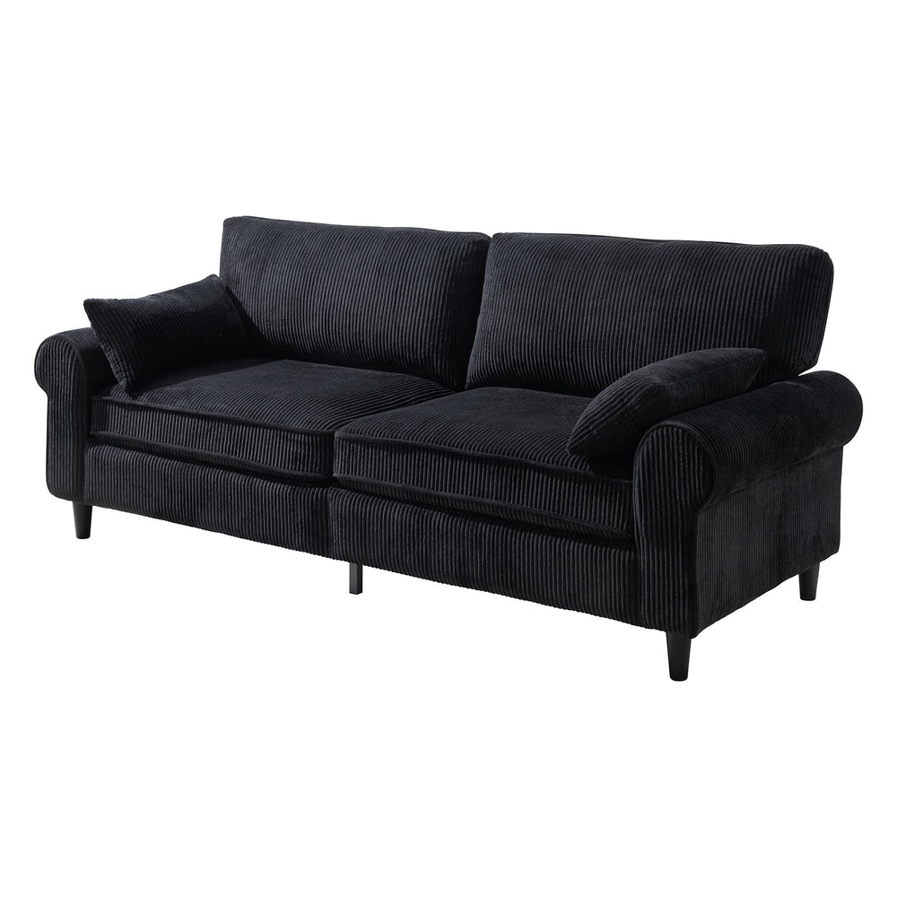 English Elm 80.7" Corduroy Upholstered Loveseat with Rolled Arms Solid Wood Iron Frame Modern W5515P488201