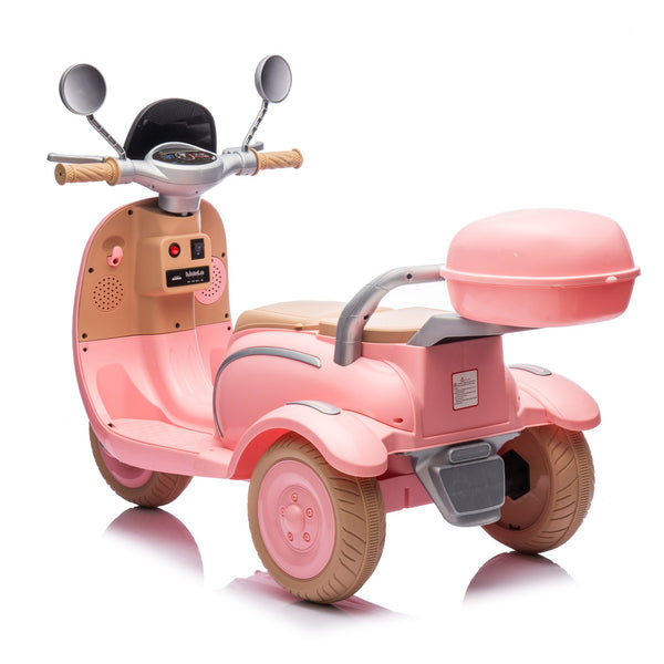 English Elm 12v Dual Motor Two Seater Kids Electric Ride on Motorcycle with Bluetooth Led and Trunk Pink W1578P268012