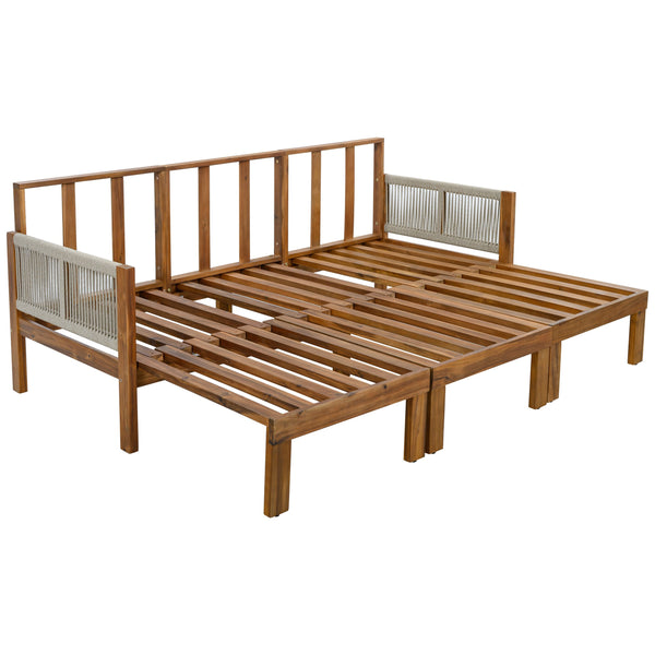 English Elm Outdoor Acacia Wood Dining Set Seats Six with Cushioned Armrest Chairs for Patio Beige,Natural Wood N719Z000220A