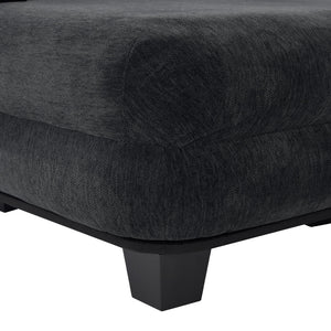English Elm Oversized Chenille Chaise Lounge Deep Seat Sculptural Armrests Modern Living Room Retreat Black N763P326441B