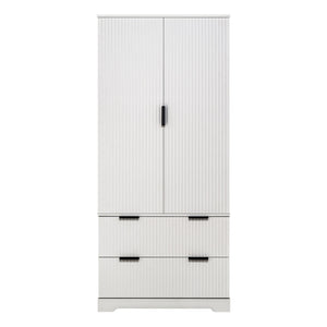 English Elm 72" Modern Fluted Pantry Cabinet with 2 Large Silent Drawers, 8-Door Spice Rack & Adjustable Shelf Organizer White W2917P294993