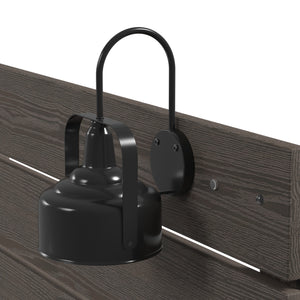 English Elm Wallace & Bay - Brown King Bed With Lights – Modern Farmhouse Stone Brown Wood Frame, Built-In LED Lighting & Easy Care B361S00011