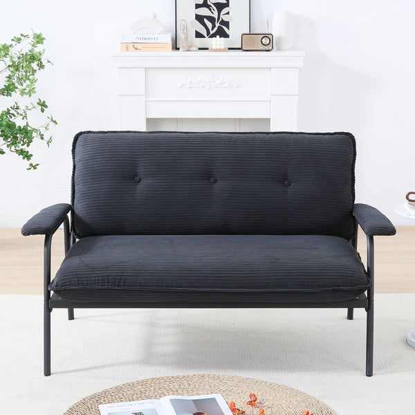 English Elm The 53-inch sofa with durable metal frame and sponge cushions, space-saving American-style comfort for studio living Black W3371P309476