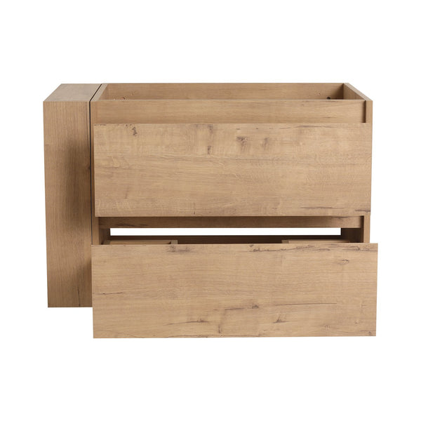 English Elm 30" Wall-Mount Bathroom Vanity With Ceramic Sink, Soft-Close Drawers & Configurable Side Shelf W999S00206