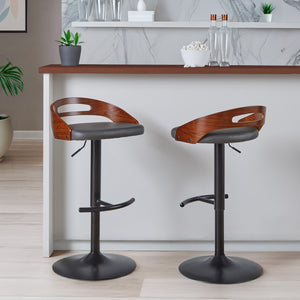 English Elm Adjustable Swivel Barstools Set of 2 Faux Leather Counter Height Kitchen Seating B202S02164